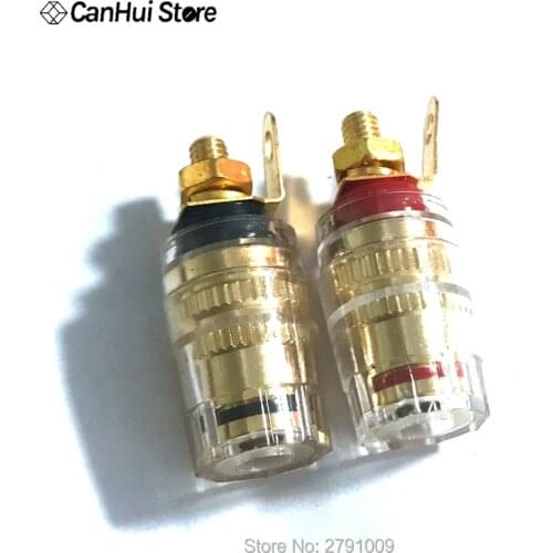 2pcs 4mm Banana Socket Gold Plated Binding Post Nut Banana Plug Jack Connector Clear Terminal with Transparent Shell For Banana