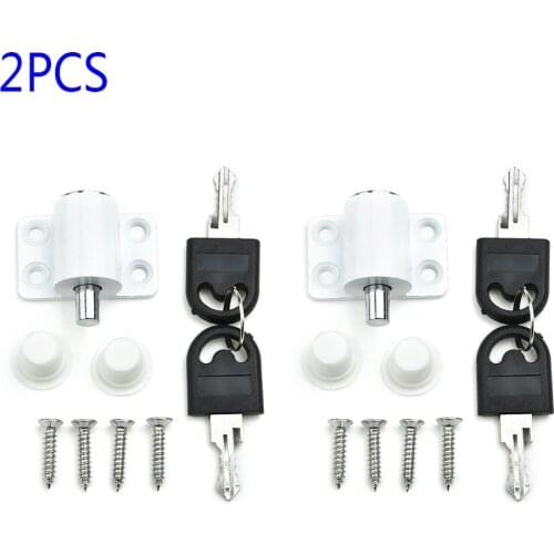 2Pcs Sliding Patio Door Catches Set Window Bolt Security Lock With 2 Keys Fixed Plates Casement Bolt Security Lock