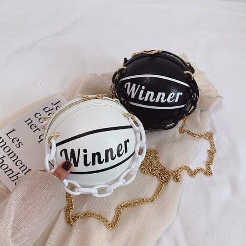 2021 Lady Personality Basketball Tote Bag Fashion Circular Mini Chain Shoulder Bags Letter Solid Crossbody Sac A Main X174H