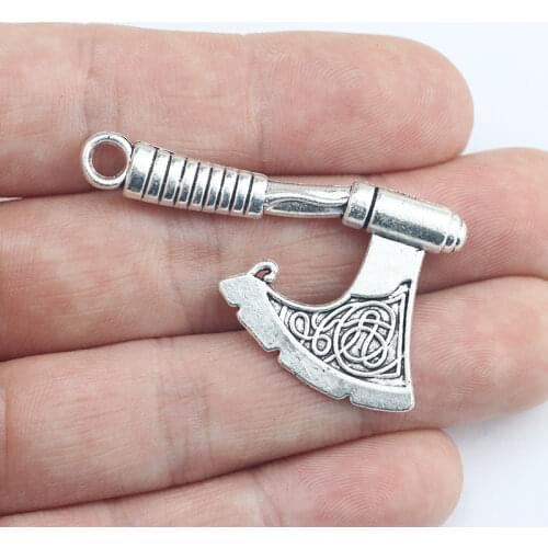 4Pcs 25*43mm Antique Silver Plated Axe Tools Charms Tibetan Wicca Necklace Bracelet Alloy Fashion Pendant For DIY Jewelry Making