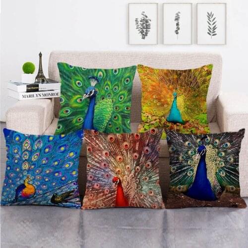 45cm*45cm retro Peacock in Kaiping design throw cushion cover linen/cotton sofa pillow cover decorative pillow case