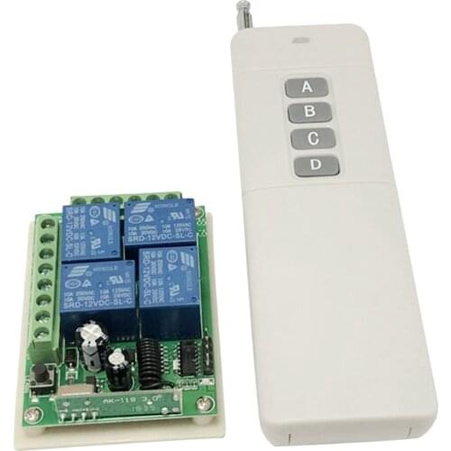 4CH Relay RF Wireless Remote Control Switch- Wireless Light Switch, Receiver With One Button Transmitter, 433Mhz, White