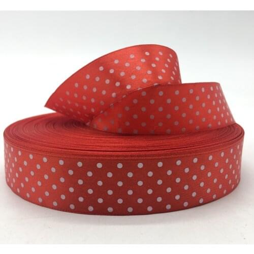 5yards 1"(25mm) Red Polka Dots Satin Ribbon Printed Polyester Ribbon DIY Christmas Wedding Decoration Handmade Materials