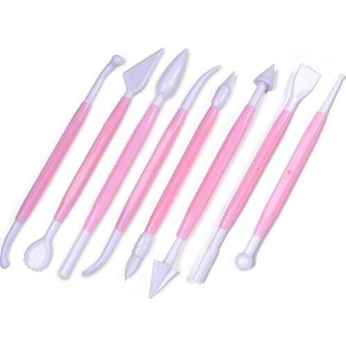 8Pcs/Set Flower Sugarcraft Modelling Tools Plastic Fondant Cake Decorating For Kitchen Accessories Random Color CT1072