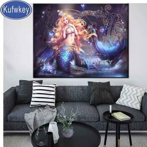 Mermaid diamond embroidery cartoon picture diamond painting cross stitch sexy girl 5d full square round drill 5d puzzles