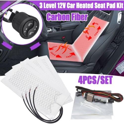 Carbon Fiber Car Heat Seat Covers Heated 2Seats 4Pads Universal 12V 2/3/5/6 Level round/square switch Winter Warmer Seat Cover