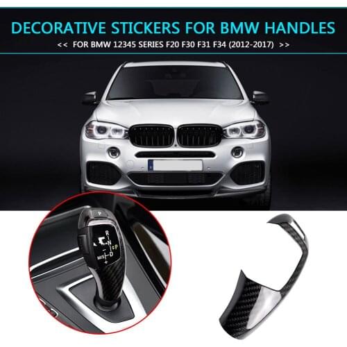 Auto Styling Trim Cover Sticker Parts Carbon Fiber Shifter Knob Decorative Cover for BMW 1 2 3 4 5 Series 12-17 LHD