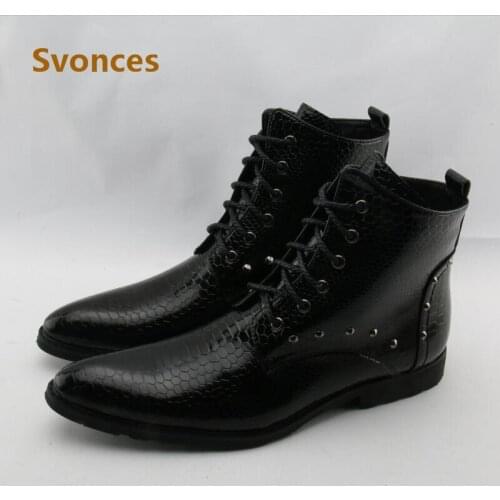 Genuine Leather Fashion Men Boots Luxury Serpentine Designer Breathable New Mens Shoes Brand Gentleman Lace-up Zapatillas Hombre