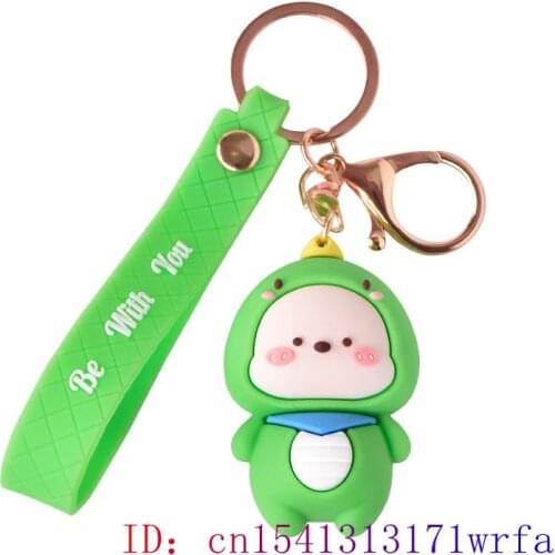 PVC Dinosaur Doll Keychain Keybuckle Bag Pendant Key chain Kawaii Cut Cartoon Silica gel Keyring Women Men Cute Anime