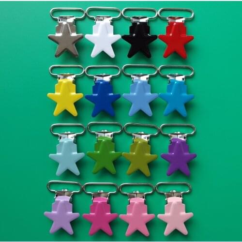 Sutoyuen 32pcs Star Pacifier Chain Holders Enamel Metal Suspender Clips Dummy Soother Nipple Bib Baby Pacifier Clip Lead Free