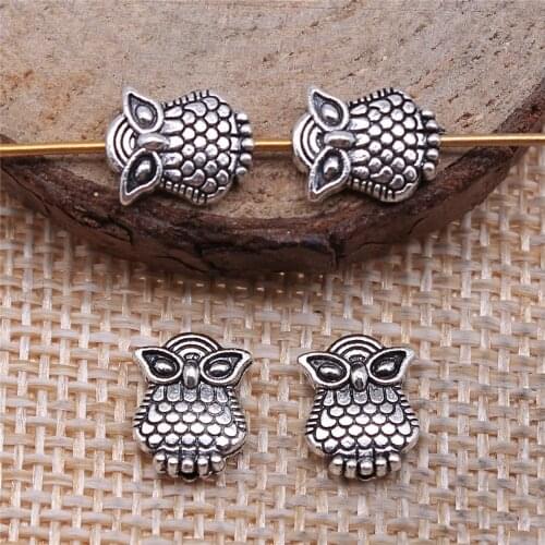 Charms for Jewelry Making Findings Handmade DIY Craft 30pcs Antique Silver Color 8x10mm Owl Beads Charms Pendant