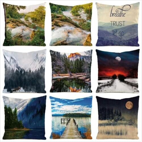 45cm*45cm Wild Scenery Inimitated Silk Fabric Throw Pillow Covers Couch Cushion Cover Home Decorative Pillows Pillow Case