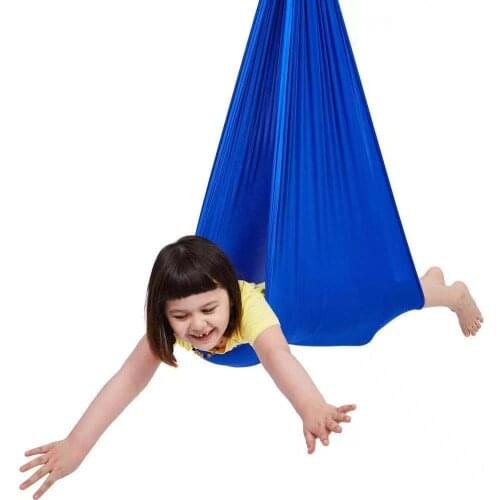 Kids Cotton Swing Hammock for Autism ADHD ADD Therapy Cuddle Up to 88lbs Sensory Child Therapy Elastic Parcel Steady Seat Swing