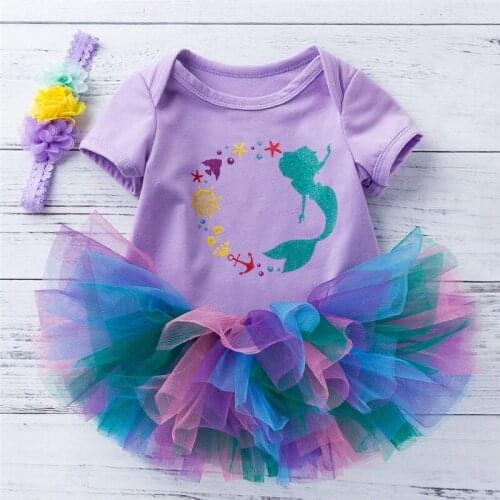 Baby girls Spring summer printing dress Short sleeve Romper princess jumpsuit Petticoat dress Headband set
