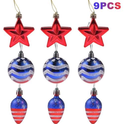 Hot Sale! 9PC Independence Day Hanging Ball American Independence Day Party Decorations Room Decoration Decor For Room