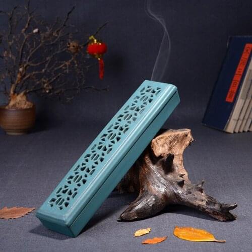 Line incense burner ceramic horizontal incense burner incense box incense holder aroma diffuser creative ornaments purple sand