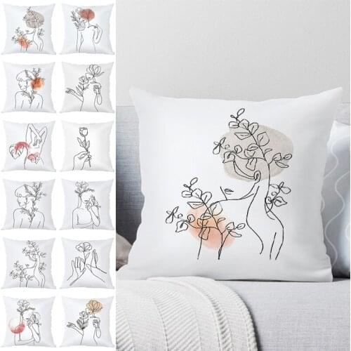Korean striped printed cushion covers sexy girl decorative pillowcases floral cojines for sofa