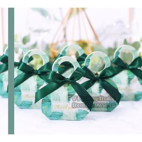 Wedding Festival Party Supplies box, Green Candy Box Bag with ribbon,Chocolates boxes, pie Gift package For Birthday.100pcs/lot