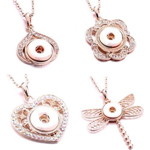 LOVE CROSS TREE flower Rose gold 18MM metal snap button Necklace Pendant XH7502