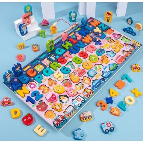 New Montessori Childrens Cognition Seven-in-one Pair Number Board for Baby Early Educational Wooden Toys