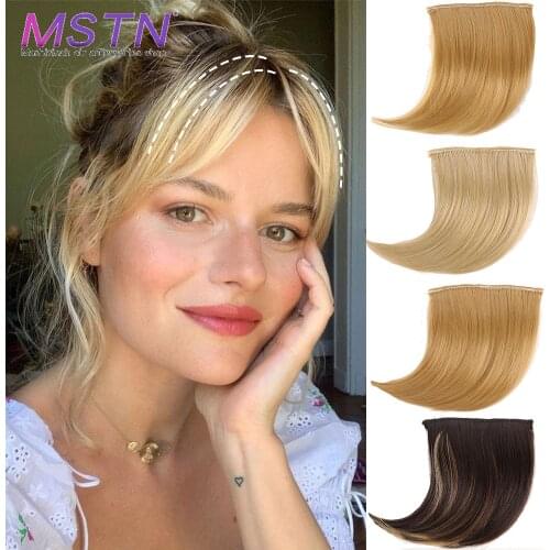 MSTN Synthetic Short Straight Hair Repair Piece Clipped In The Hair Black Brown Light Brown Fluffy Natural Wig High Hair Piece