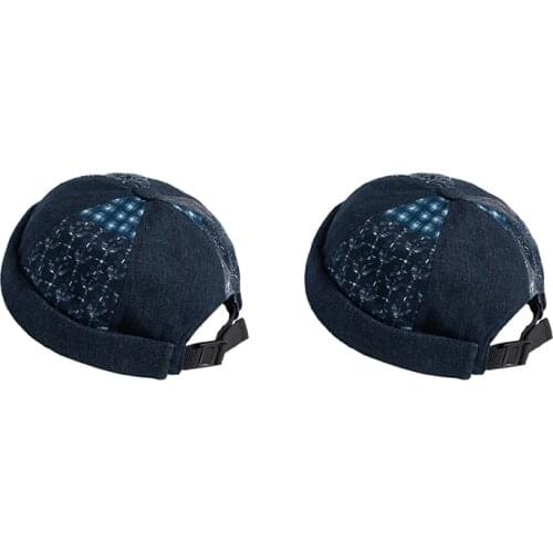 Men Hat Women Docker Cap Beanie Sailor Worker Hat Rolled Cuff Brimless Adjustable Color Matching HipHop Harajuku Casual