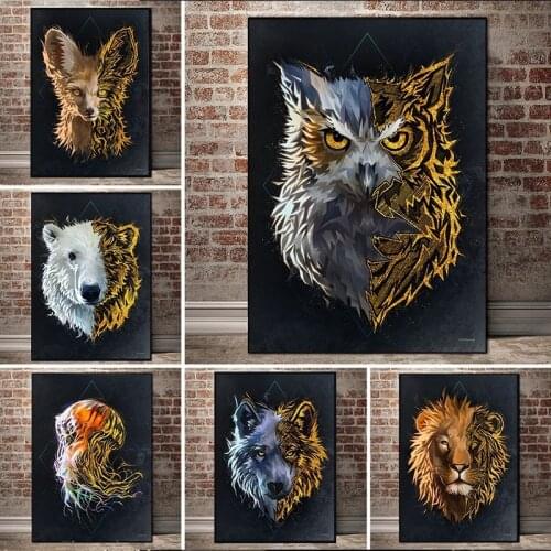 FIYO DIY Animals Full Diamond Painting Wolf Kits Crystal Rhinestone Lion Cross Stitch Embroidery Tiger Paintings Wall Stickers