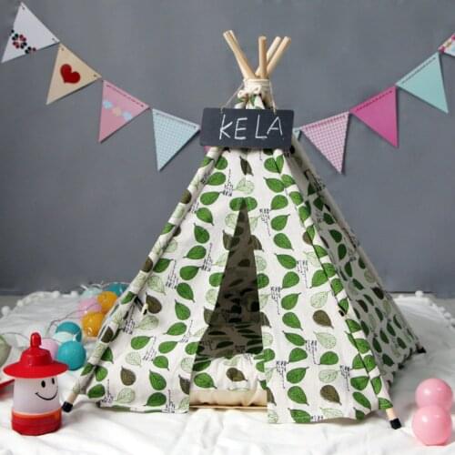 2019 New Green Leave Dog Tent Portable Puppy Pet Houese With Cushions Mat Foldable Home Animals Home Products Pet Supplies