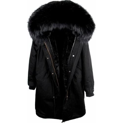 X-Long parka real fur coat winter jacket women 2020 large size raccoon fur collar Lined with faux fur parkas