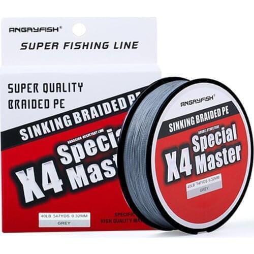Angryfish Fishing Line 500M Master Series Fast Sinking Braided Line Double Structre Smooth Strong Tension 4 Braided Line 10-60LB