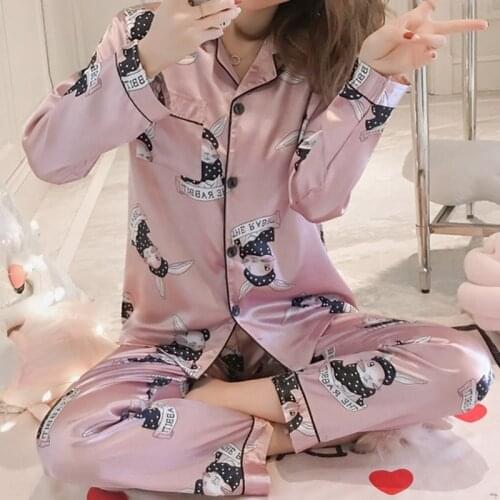 Silk Pijamas Set 2021 Womens Pajamas Sexy Silk Satin Turn-down Collar Nightgown Sleepwear Short Sleeve long Pants Plus Size 5XL