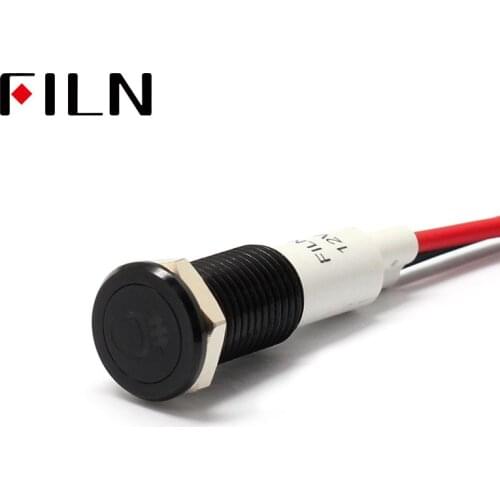 FILN 10mm Car dashboard fog symbol led red yellow white blue green 12v led indicator light with 20cm cable