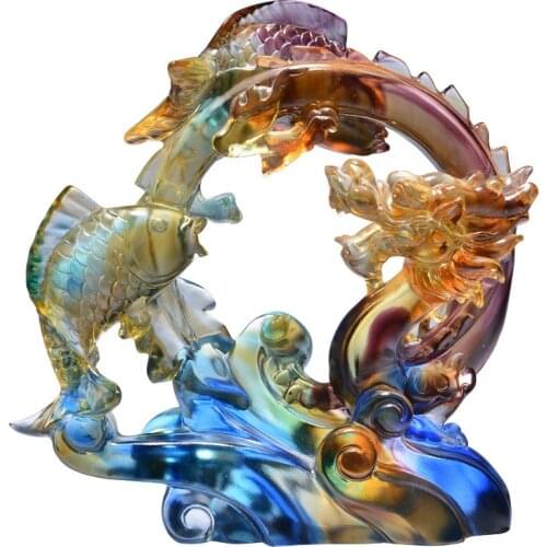 TT Glass Craft Leaping Carp Decorative Ornaments Housewarming Gifts Home High-End Creative Furnishings