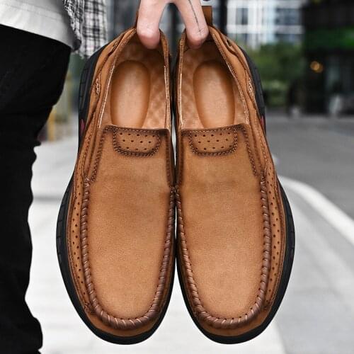 Genuine Leather Men Casual Shoes Luxury 2021 Mens Loafers Moccasins Breathable Slip on Driving Shoes Fashion Mens Casual Loafers
