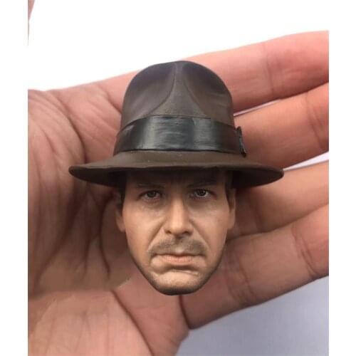 In Stock For Sale 1/6th Indiana Jones Harrison Ford Western Adventure Cowboys Head Sculpture For Usual 12inch Doll Action Figure