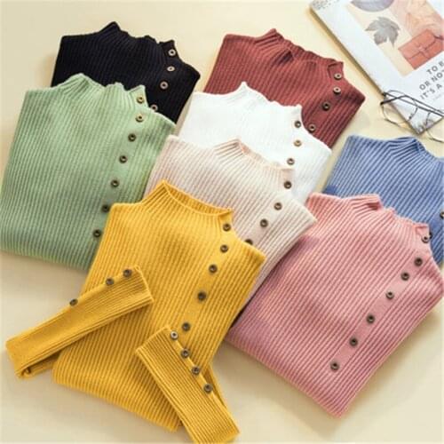 Turtleneck Women Pullover Sweater Spring Jumper Knitted Basic Top Fashion Autumn Long Sleeve Korean Ladies Clothes 2020 27