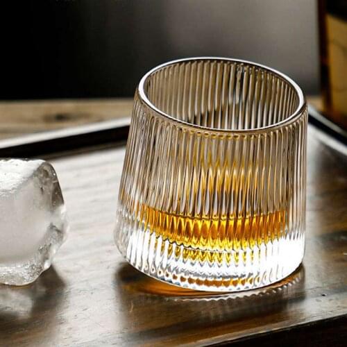170ml Rotating Whiskey Ocean Wine Glass Trapezoidal Tumbler Shaped Home Beer Red Wine Shake Cup For Kitchen Dining Bar Tool