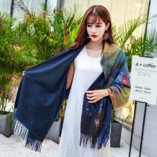 Brand Design 2019 New Cashmere scarf Fashion women Oil Painting Digital Printing shawl and wraps bandana female foulard tassel s