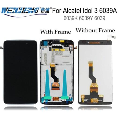 For Alcatel Idol 3 6039A 6039K 6039Y 6039 LCD Display Digitizer Touch Panel Screen Assembly + Frame