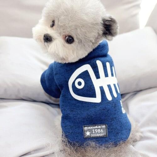 Winter Dog Clothes Fish Bone Pets Outfits Warm Clothes for Small Dogs Winter Thickening Woolen Skirt Puppy Dogs NEW