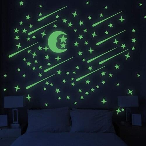 Zollor DIY Creativity Star Moon Noctilucence Wall Sticker Bedroom Living Room Childrens Room Background Wall Decoration Sticker