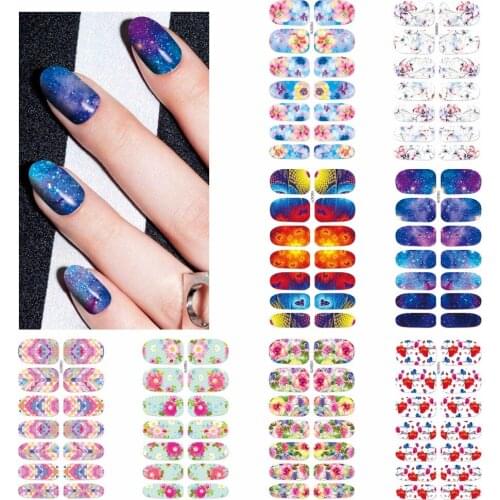 ZKO 1 Sheet Flower Mystery Galaxies Designs Nail Art Stickers Beauty Water Decal Decorations Sticker Tools Nails Accessories