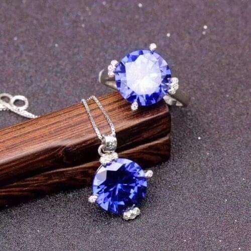 100% Real Natural Kyanite Jewelry set Natural 925 sterling silver Fine jewelry 1pc ring,1pc Pendant