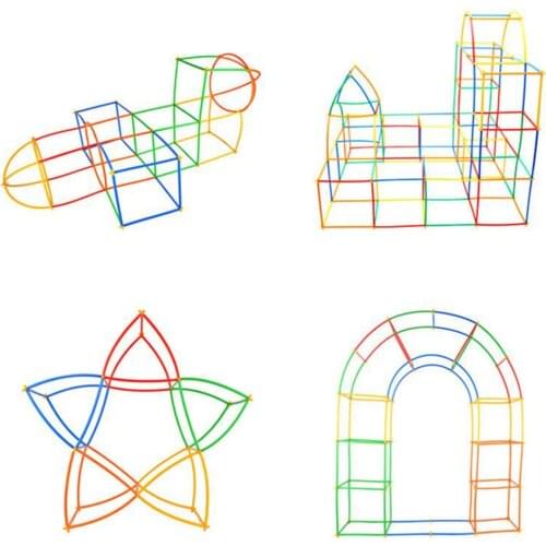 100pcs Plastic 4D Straw Building Blocks Joint Funny Development Toys Block For kids education Playing Toys Indoor and Outdoor