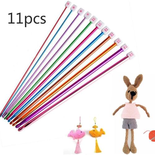 2019 Colors 11 Pcs/ Set Crochet Hooks Kit Needles Tunisian Needle Afghan Aluminum Set Tools Assorted Knitting