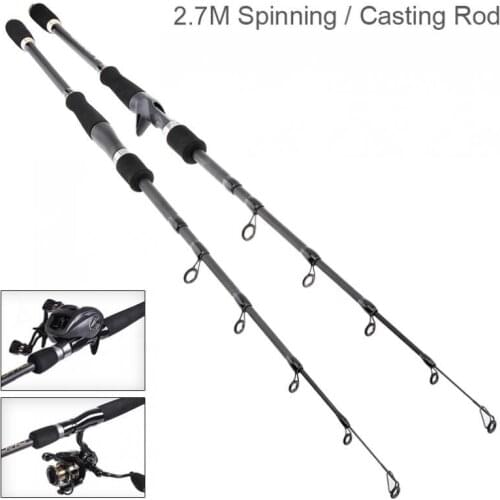 2.7m Carbon Lure Fishing Rod Straight Shank 7 Section Telescopic Ultra Light Travel Carbon Fiber Fishing Pole Lure Tackle