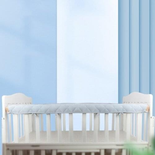 2Pcs Cotton Crib Protection Wrap Edge Baby Anti-bite Solid Color Bed Fence Guard