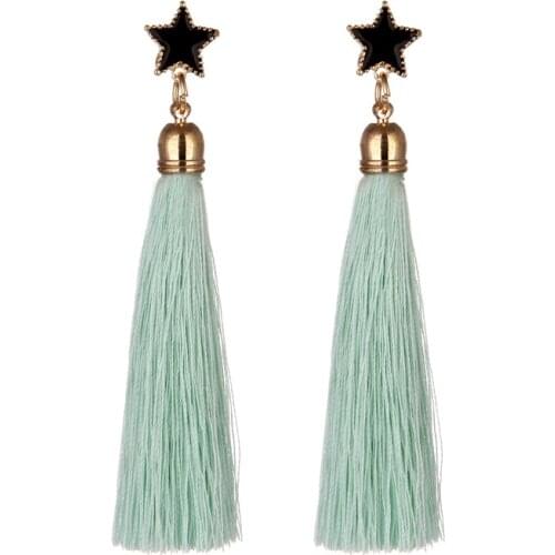 2017 New Arrival Fashion Bohemian Black Colorful Statement Star Tassel Drop Earrings For Women Ear Jewelry Bijoux Femme
