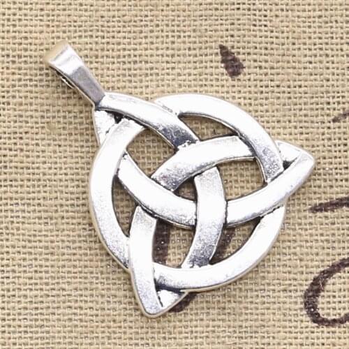 3pcs Charms Knot Amulet 35x27mm Antique Bronze Silver Color Plated Pendants Making DIY Handmade Tibetan Bronze Finding Jewelry