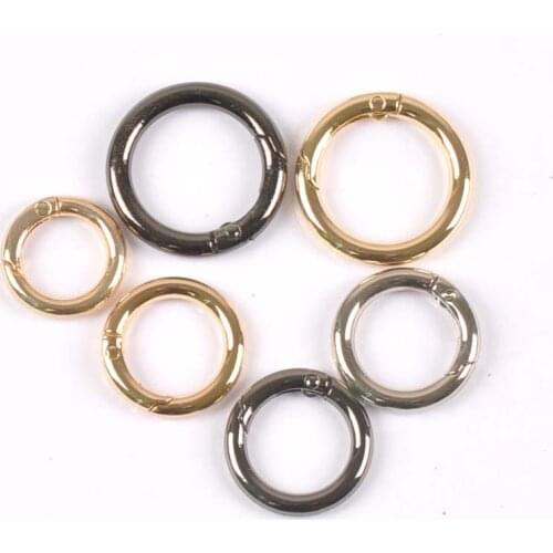 4Pcs Silver Black Gold Circle Ring Connection Bag Hook DIY Accessories Round Carabiner Shoes Belt Spring Keyring Buckles c2152